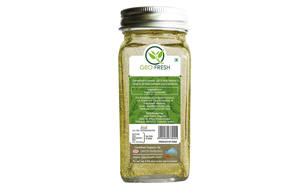 Geo-Fresh Organic Coriander Powder    Bottle  50 grams